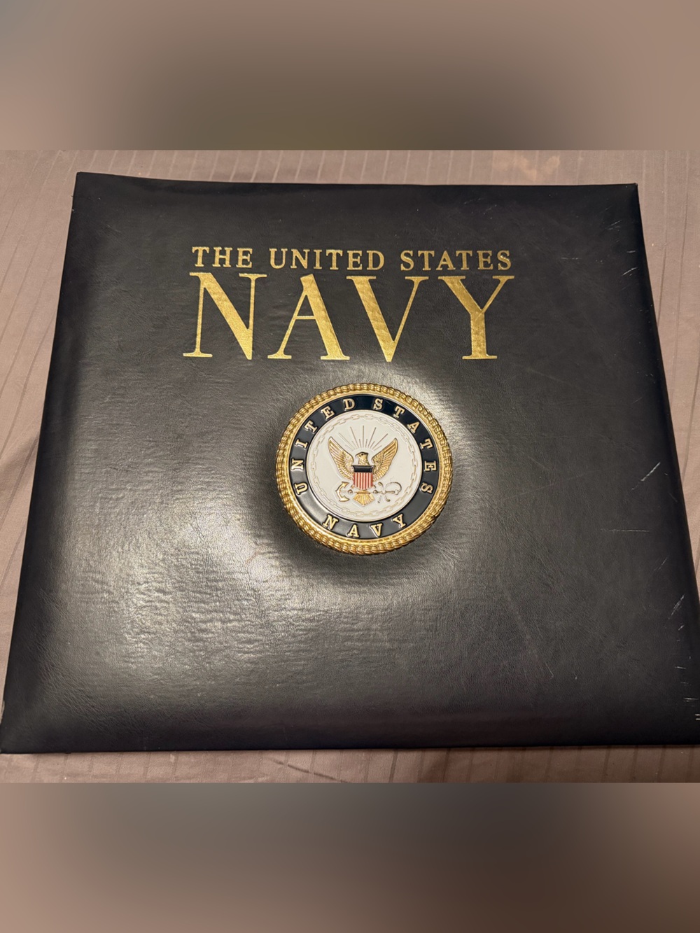 The United States Navy Bonded Leather Scrapbook Photo Album Blue 12x12